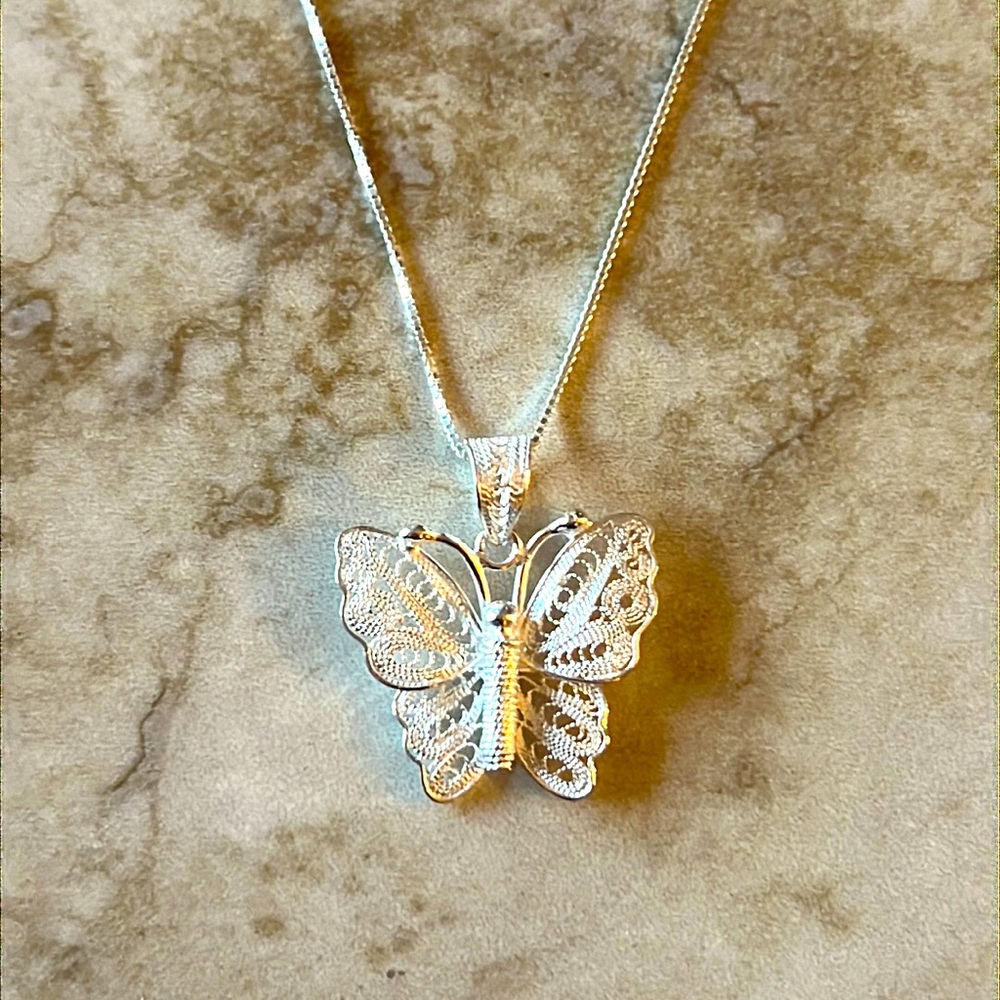 🦋Lace Butterfly 925 Sterling Silver Necklace